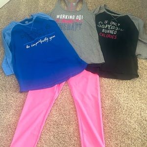 3/$13 bundle deal 
Set of 2 tank tops large & med Set of 3 shirts 1 Med 2 Large